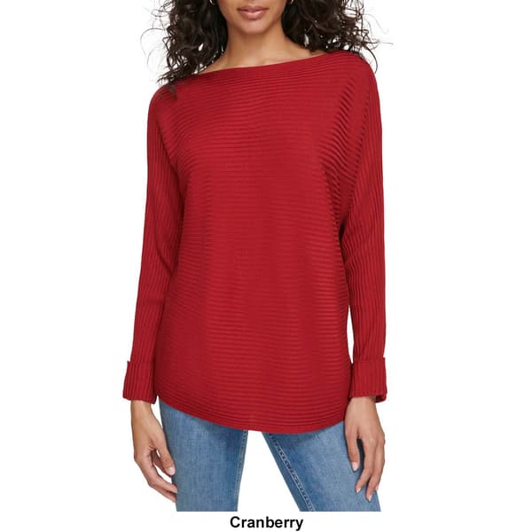 Womens Calvin Klein Long Sleeve Solid Ribbed Sweater w/Cuffs