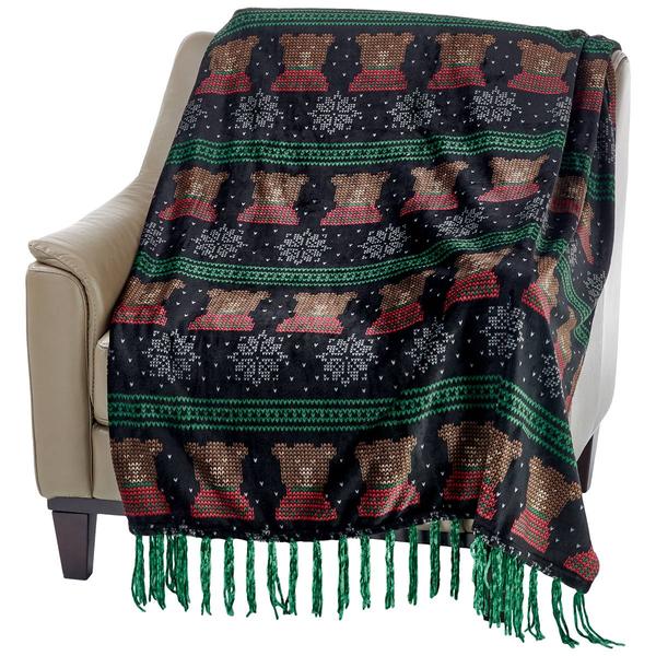 Mountain Ridge Teddy Bear Fair Isle Fringe Throw