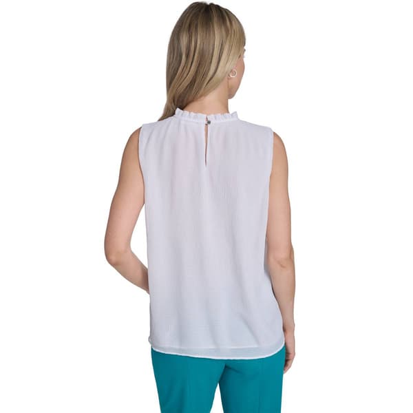 Womens Calvin Klein Sleeveless Ruffle Neck Blouse