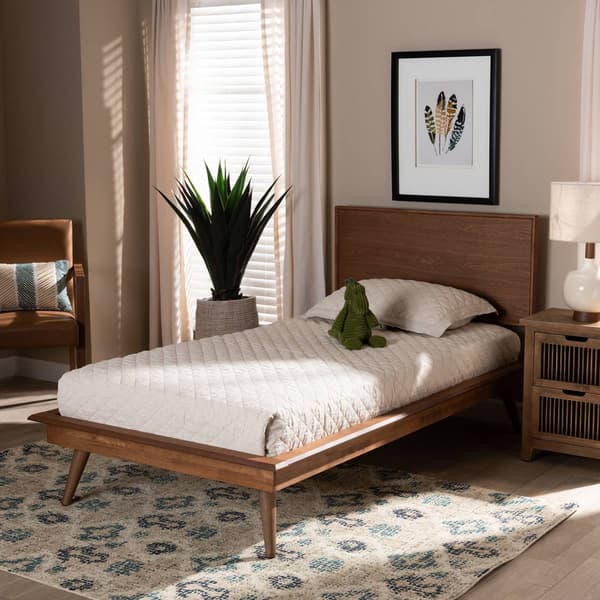 Baxton Studio Karine Walnut Brown Finished Wood Platform Bed