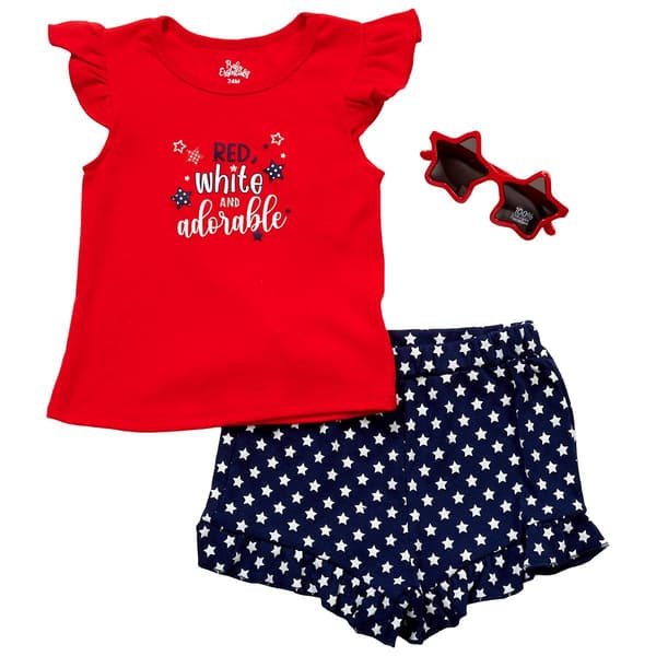 Baby Girl (12-24M) Baby Essentials Red, White, & Blue Shorts Set - image 