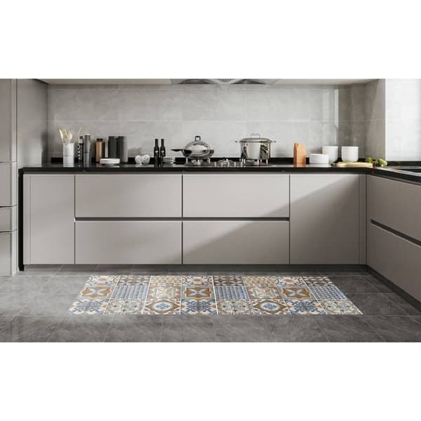 J&V Textiles Cloud Comfort  Brown Tile Anti-Fatigue Kitchen Mat
