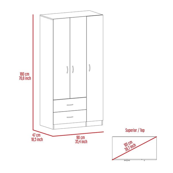 FM FURNITURE Eureka 3 Door Armoire