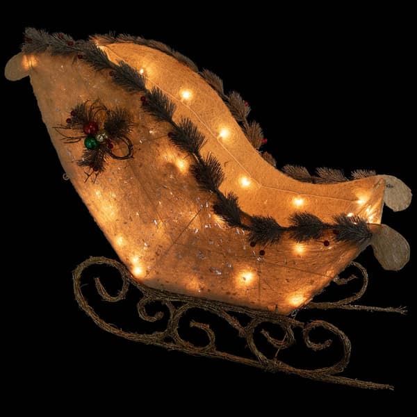 Elegant White Sisal Pre-Lit Christmas Sleigh