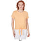 Womens Skye''s The Limit Soft Side Solid Rolled Cuff Tie Front Top - image 3