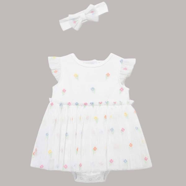 Baby Girl (3-12M) Little Me Floral Popover W/ Headband