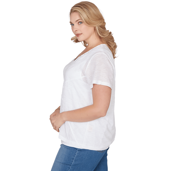 Plus Size Hearts of Palm Smooth Sailing Wavy Stripe Blouse