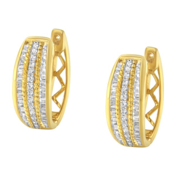 Haus of Brilliance 10kt. Gold 3/4ctw. Diamond Hoop Earrings