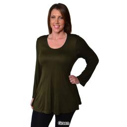 Plus Size 24/7 Comfort Apparel Poised Long Sleeve Swing Tunic