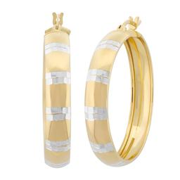 Forever New Two-Tone Diamond Cut 35x6mm Hoop Earrings