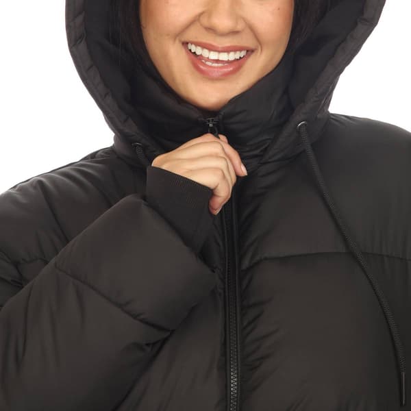 Plus Size White Mark Zip Hooded Bomber Puffer Coat