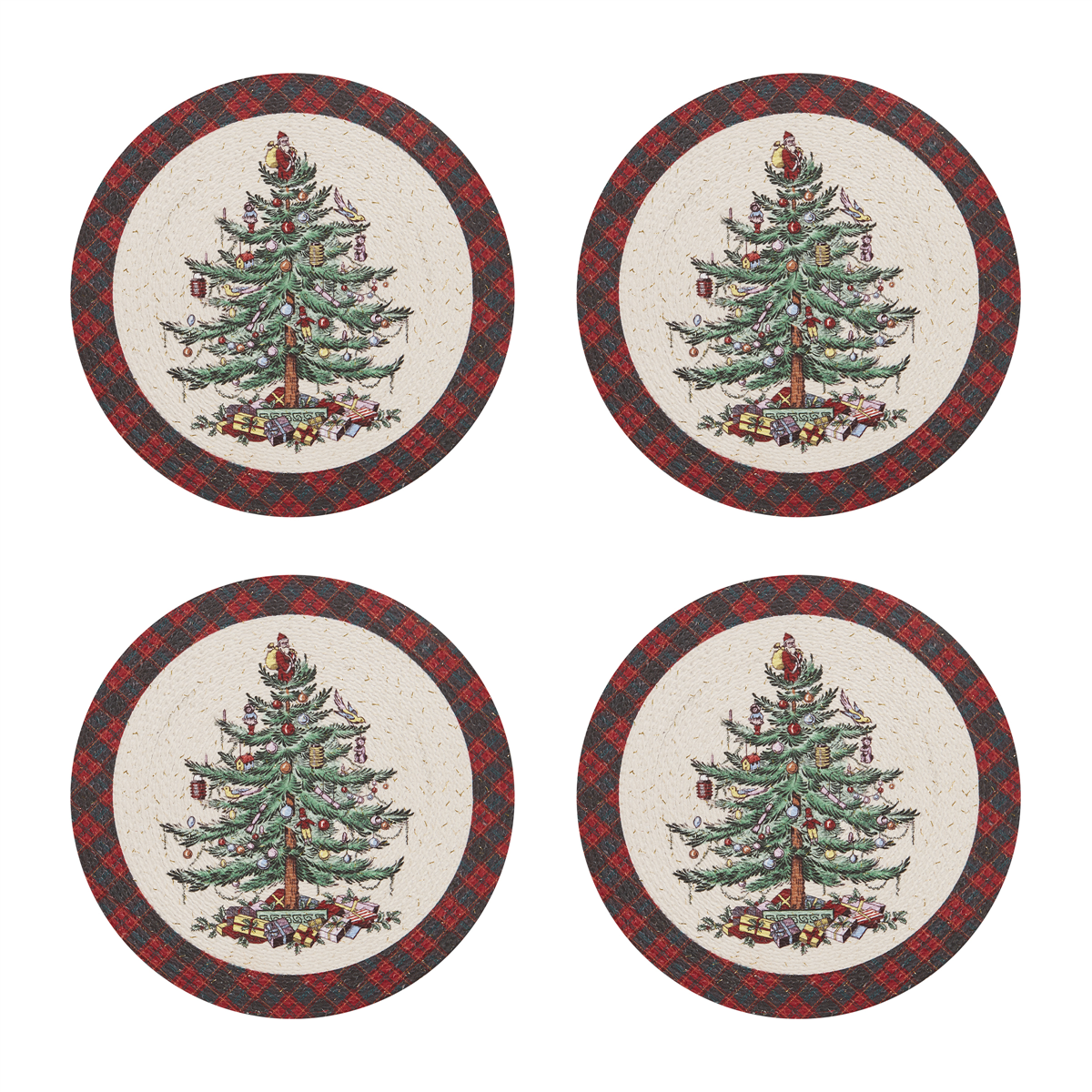 Spode(R) Christmas Tree Tartan Round Placemats - Set of 4