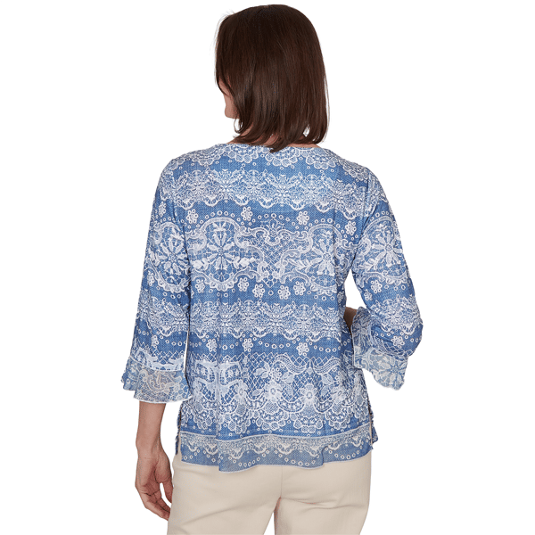 Womens Alfred Dunner Camden Market Embroidered Lace Blouse