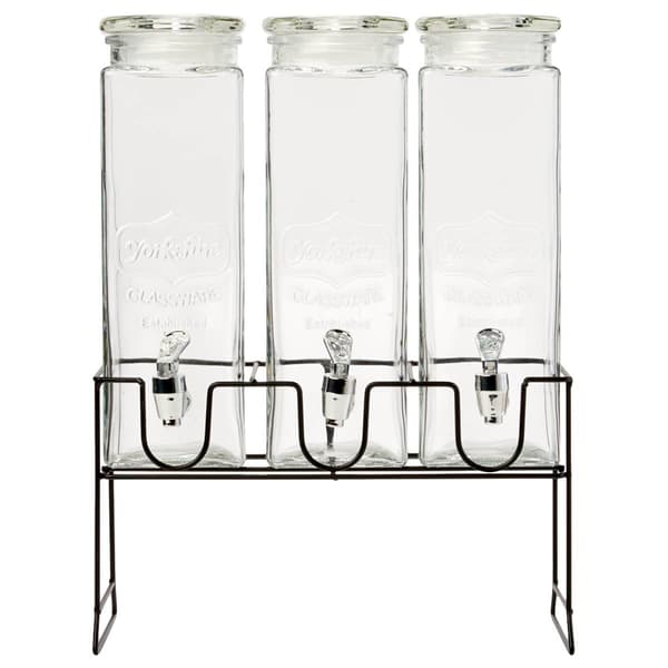 Circle Glass 0.5gal. Triple Yorkshire Dispenser & Stand - image 