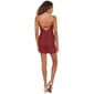 Juniors Crystal Doll Satin Rhinestone Cross Back Sheath Dress - image 2