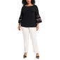 Plus Size MSK 3/4  Bell Illusion Sleeve Rhinestone Blouse - image 3