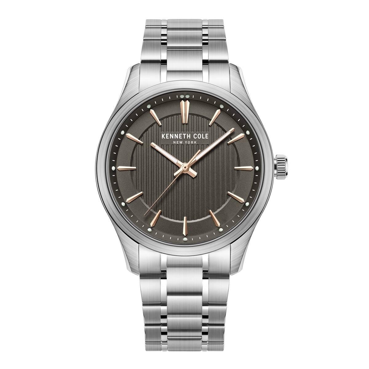 Mens Kenneth Cole® New York Silver/Grey Dial Watch -...