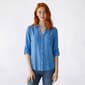 Juniors A. Byer Roll Tab Sleeve Tie Front Shirt - image 1