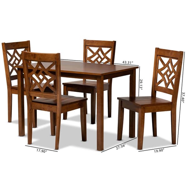 Baxton Studio Nicolette Walnut Brown Finished Wood 5pc Dining Set