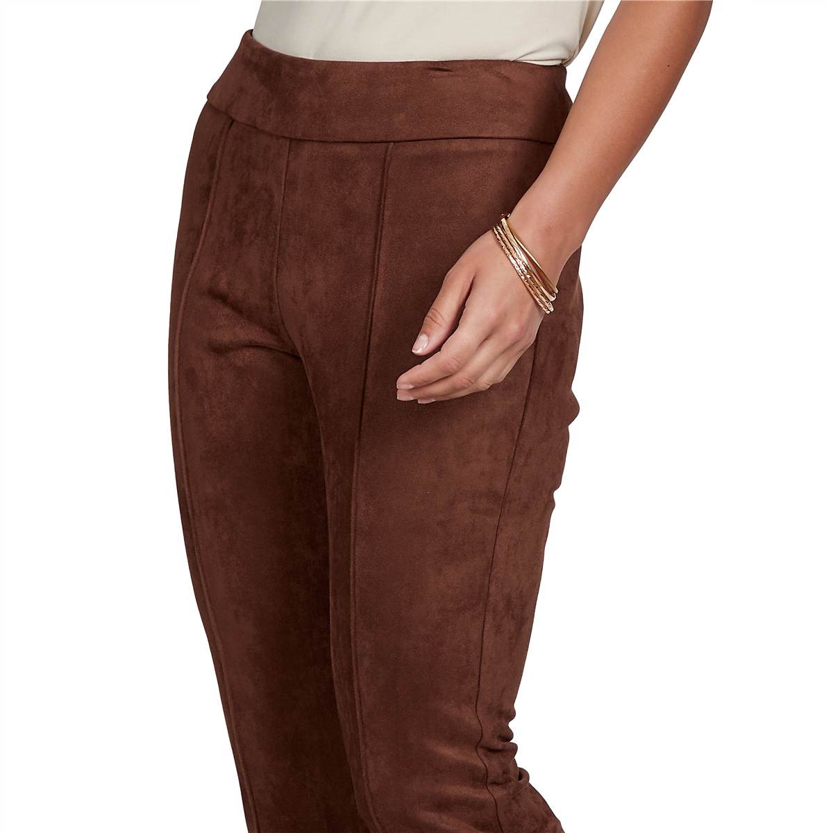 Petite Ruby Rd. English Countryside Suede Knit Front Seam Pants