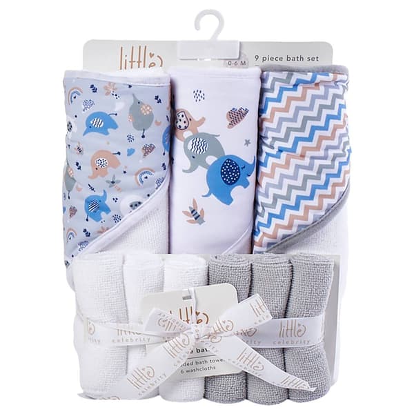 Baby Boy Little Celebrity 3pc. Elephant Towels & 6pc. Wash Cloths - image 