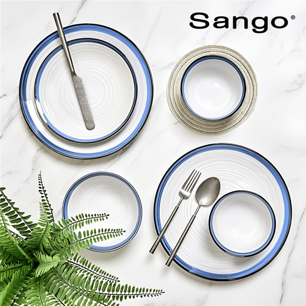 Sango Siterra Santorini 16pc. Blue Round Dinnerware Set