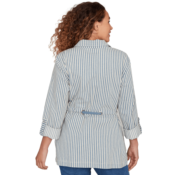 Petite Ruby Rd. Set Sail Stripe Snap Front Anorak Jacket - image 