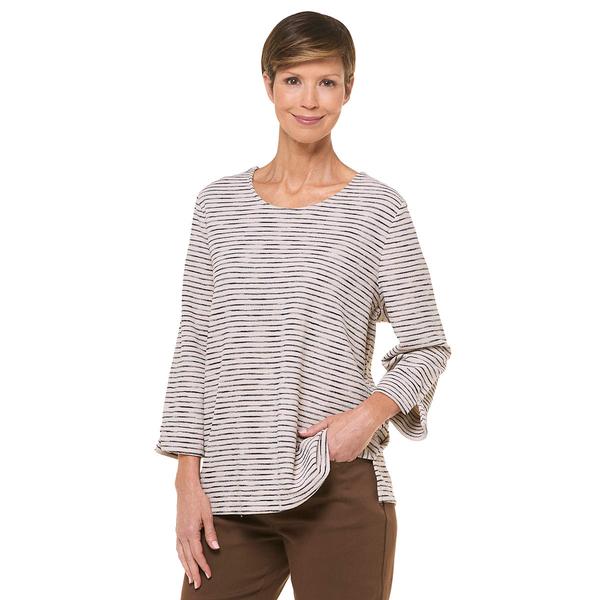 Petite Napa Valley 3/4 Sleeve Texture Stripe Knit Tee - image 