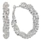 Silver-Tone Twisted Crystal Hoop Earrings - image 1