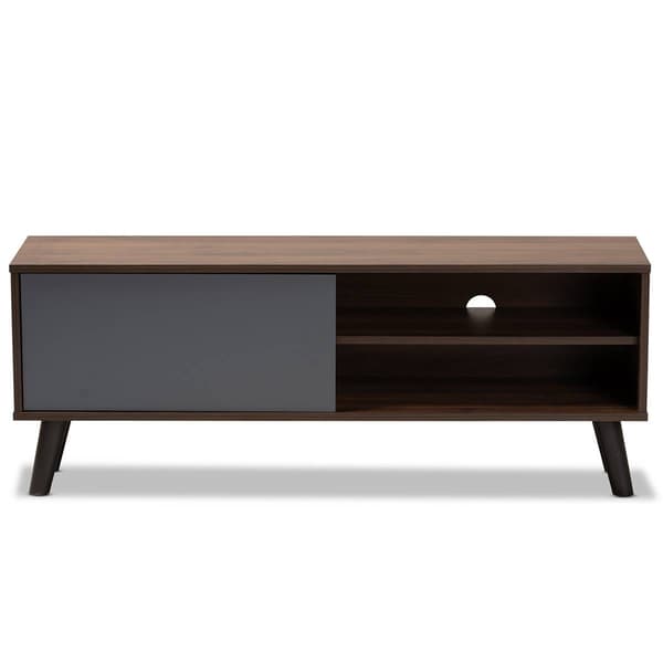 Baxton Studio Mallory Two-Tone Walnut Brown Finish Wood TV Stand