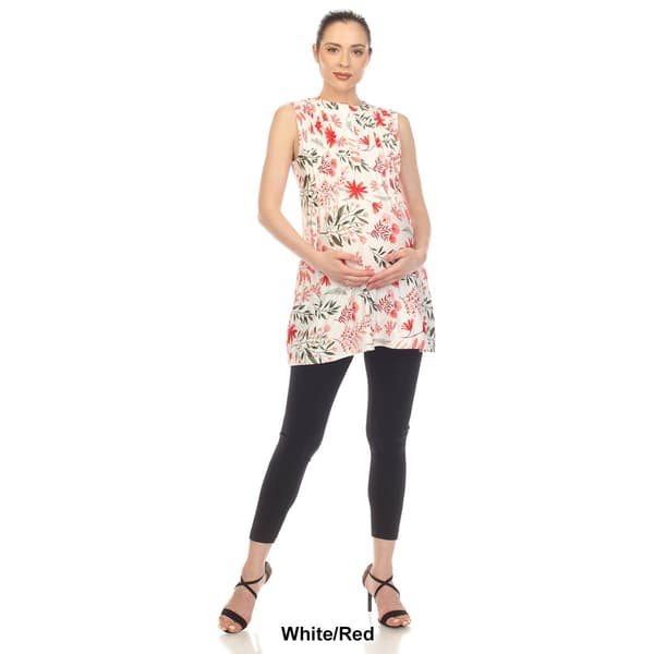 Womens White Mark Maternity Floral Sleeveless Tunic Top