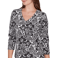 Petite Hearts of Palm Printed Essentials Floral V Neck Blouse - image 5