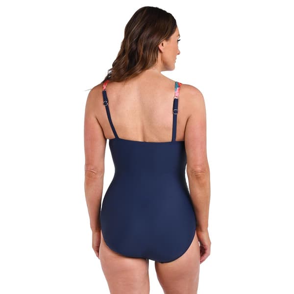 Womens Maxine Hibiscus Honey Wrap Front One Piece Swimsuit