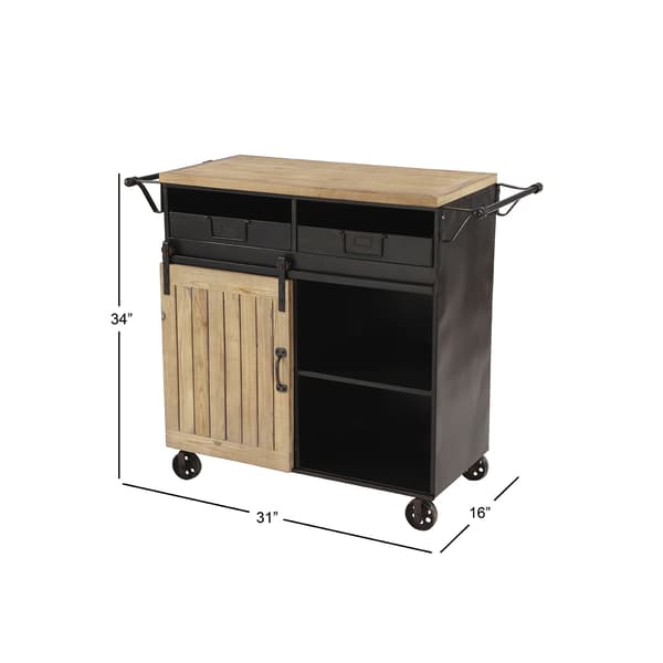9th &amp; Pike® Industrial Metal And Wood Rolling Cart