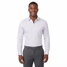 Mens Tom Baine Slim Fit Performance Diamond Dress Shirt - White