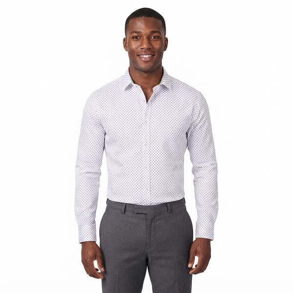 Mens Tom Baine Slim Fit Performance Diamond Dress Shirt - White