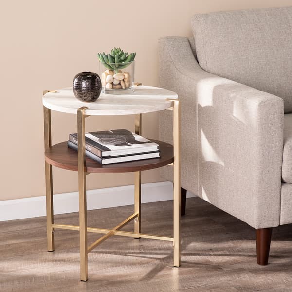 Southern Enterprises Ardmillian Faux Marble End Table - image 