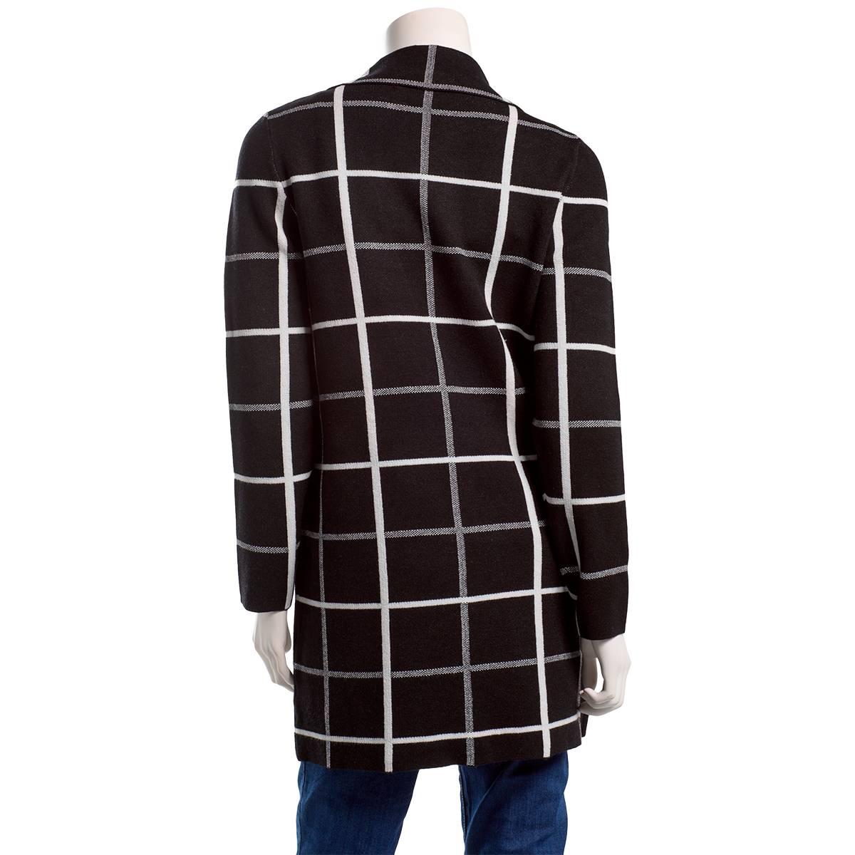 Womens Love Scarlett Long Sleeve Plaid Notched Collar Coatigan