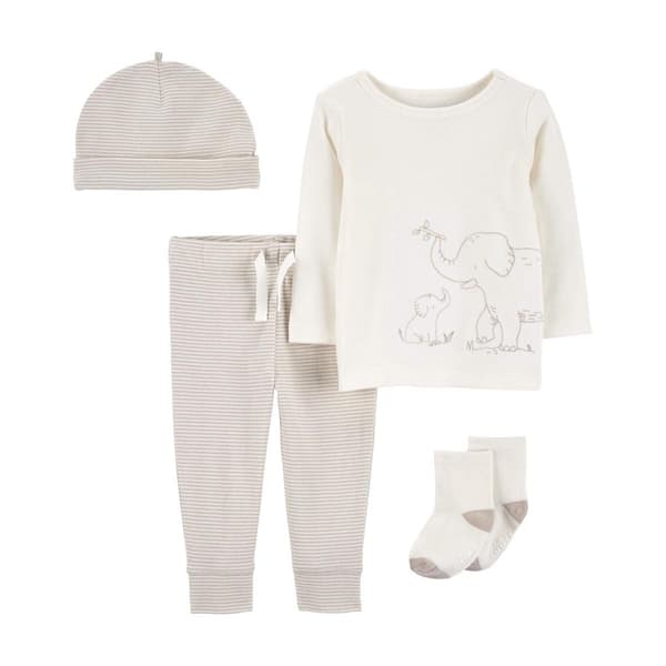 Baby Unisex &#40;NB-12M&#41; Carters&#40;R&#41; 4pc. Elephant & Stripe Outfit Set - image 