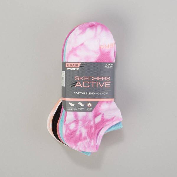 Womens Skechers 6pk. Tie Dye No Show Socks - image 