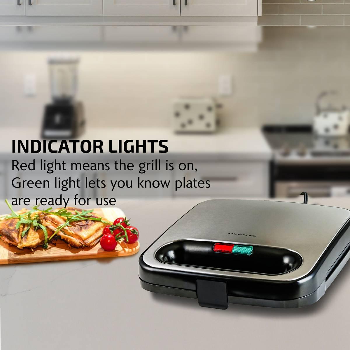 Ovente Electric Sandwich Maker w/ Non-Stick Plates