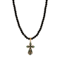 1928 15in. Crystal AB & Blue Stone Cross Necklace - image 1