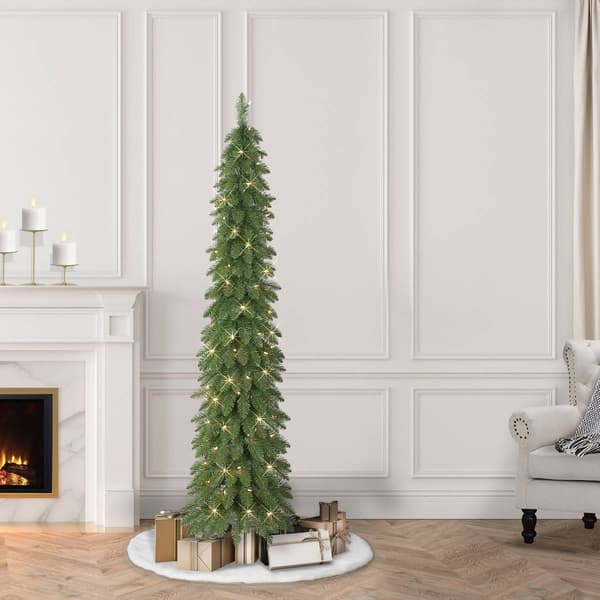 Puleo International 6ft. Pre-Lit Artificial Pencil Christmas Tree
