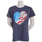 Womens Home of the Brave Flag Flower Heart Short Sleeve Tee - image 1
