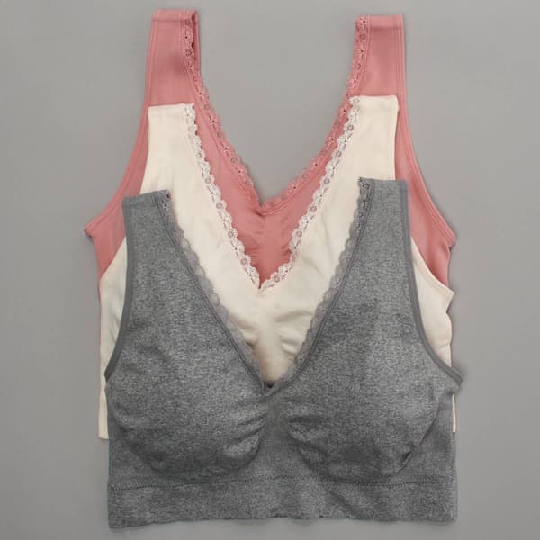 Plus Size Laura Ashley(R) 3pk. Lace Trim Bralettes - LS4163-3PKAJ - image 