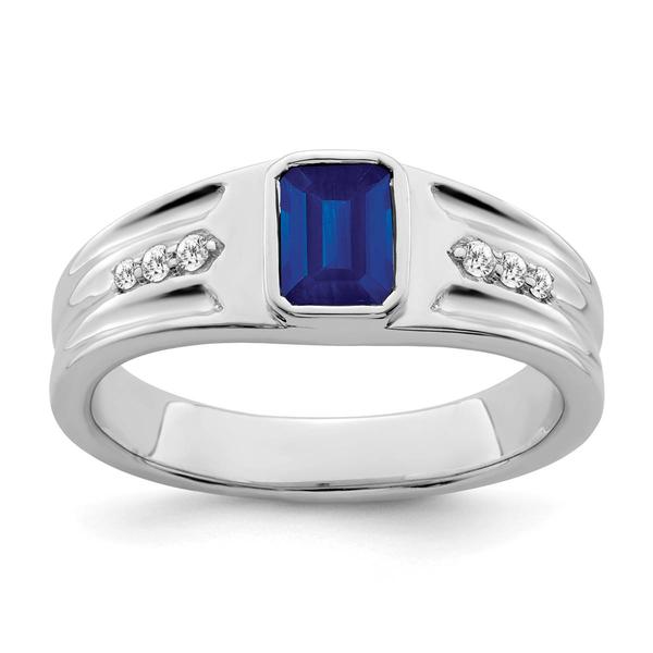 Mens Gentlemens Classics(tm) 14kt. Gold Sapphire & Diamond Ring