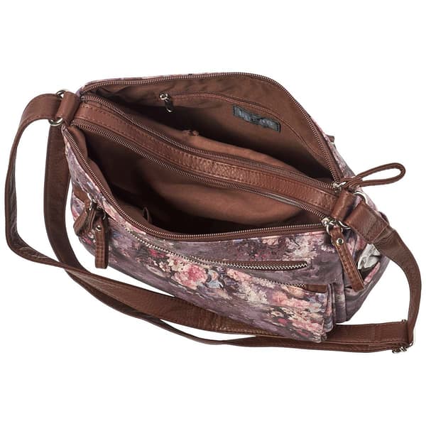 Bueno Multi Zip Camera Floral Washed Hobo - Brown/Multi