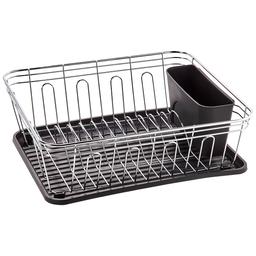 Gourmet Kitchen Charcoal/Black Metal Wire Dish Rack