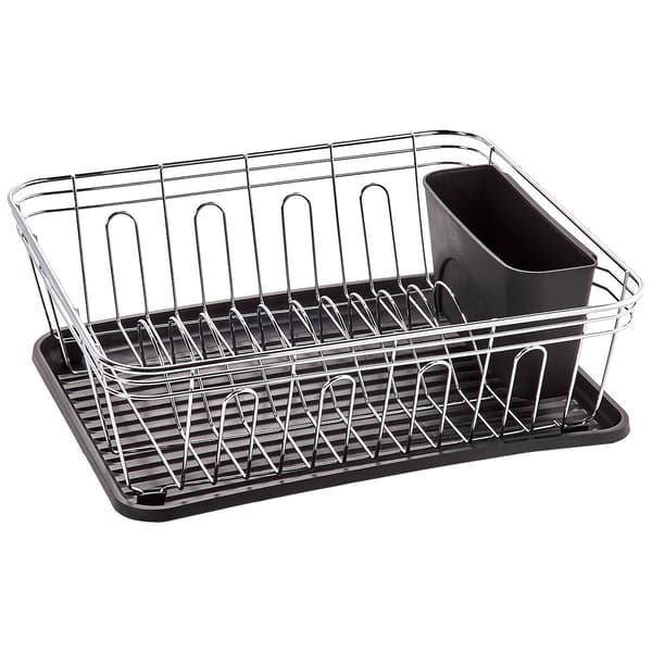 Gourmet Kitchen Charcoal/Black Metal Wire Dish Rack - image 