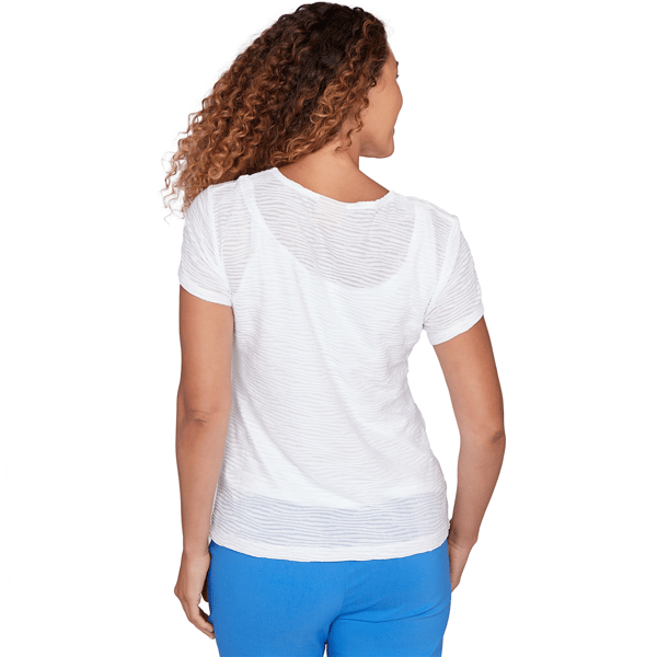 Petite Hearts of Palm Smooth Sailing Wavy Stripe Blouse